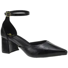 Sapato Feminino Scarpin Social Traseiro Fechado com Fivela Salto Bloco Bico Fino 0002