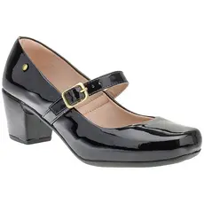 Sapato Scarpin Feminino Boneca Salto Baixo Quadrado Bloco de Dança Mary Jane 6484