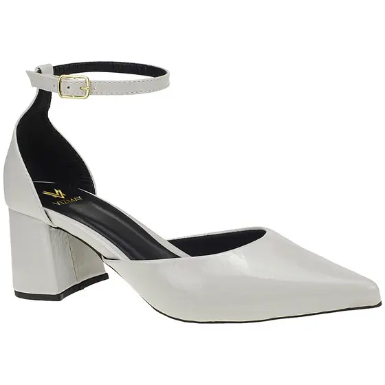 Scarpin Social Sapato Feminino Traseiro Fechado com Fivela Salto Bloco Bico Fino 0002