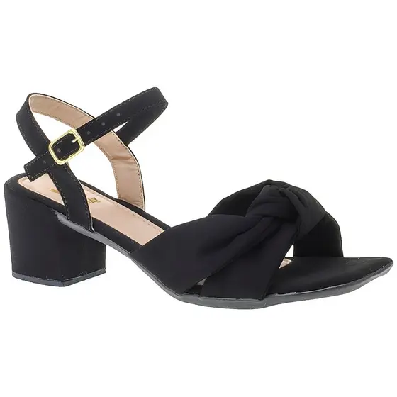 Sandalia Casual Saltinho Baixo Quadrado Moderna Macia Fivela Confortavel 102