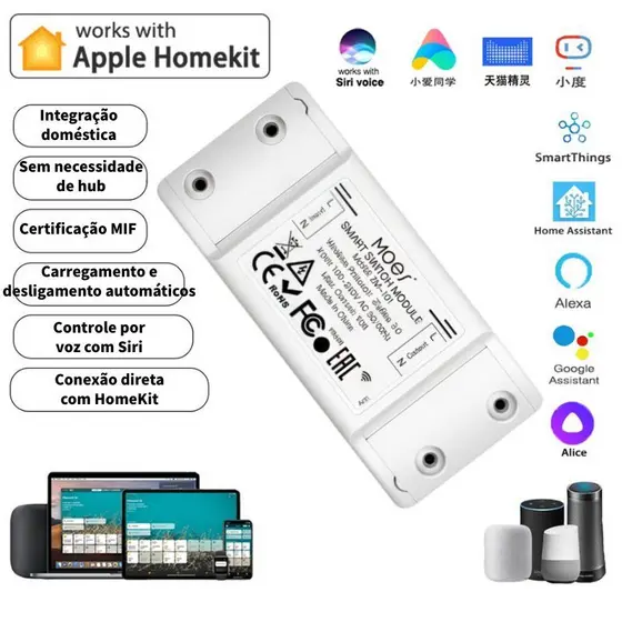 Módulo de Switch Inteligente com App, Controle Remoto, Temporizador e Controle por Voz