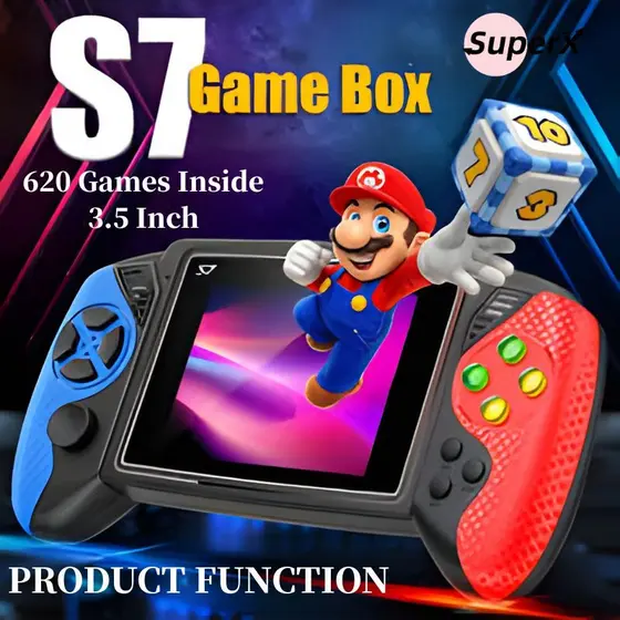 Console portátil S7 Plus com tela de 3.2 polegadas – vídeo game retrô com vários jogos clássicos