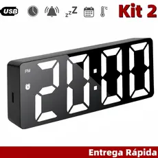 Relógio digital LED, pode ser usado como despertador de mesa, alarme de temperatura e outras funções