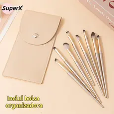 Kit 8 Pincéis De Maquiagem Contorno Kabuki Profissional Para Olhos Perfeitos com  Estojo