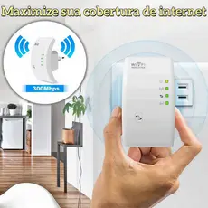 Repetidor Amplificador WiFi 600Mbps Ultra Rápido - Elimina Zonas Mortas com Sinal Forte e Estável