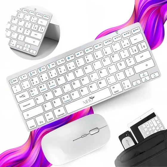 Kit Teclado Mouse Sem Fio Bluetooth Recarregável, Alta Compatibilidade com Notebook, Tablet, iPad e Celular