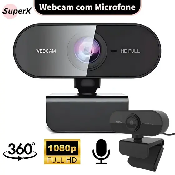 Webcam Full HD 1080p com Microfone para PC e Notebook – Ideal para Home Office e Aulas Online