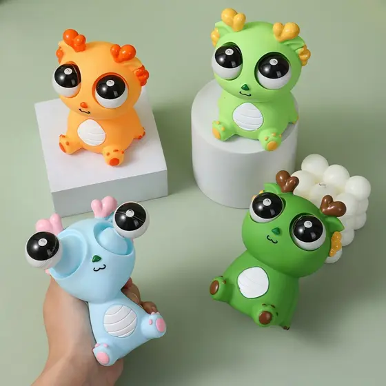 Brinquedo Anti-Stress de Minhoca Fofa, Dragão com Olhos Saltadores para Alívio de Tensão
