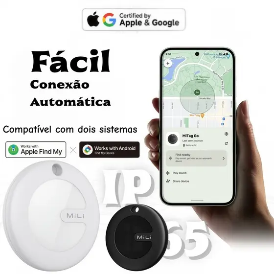 Localizador GPS MiLi – Dual System, Fácil Conexão, Tag Anti-Perda Inteligente