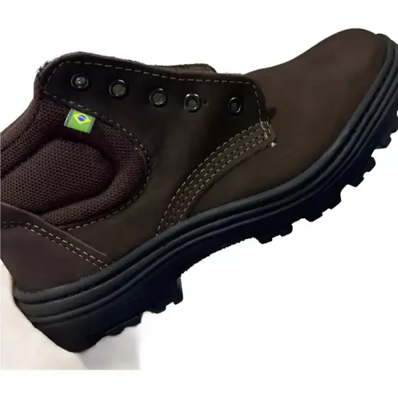 Bota Botina Coturno Nobuck Brasfort Marrom Top Obra Pvc CA: 43517