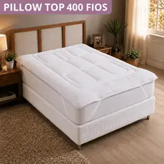 Pillow Top Ortopédico 400 Fios 6cm Toque de Algodão Solteiro Casal Queen Dupla Face Grosso ParaCasal