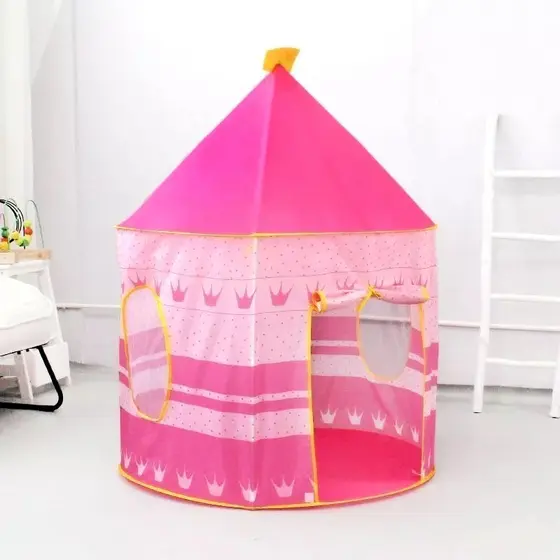 Cabana Infantil Tenda Toca Castelo com Estrutura Estável em Azul ou Rosa