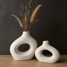 Kit Vaso Boho Minimalista Moderno Nórdico Rústico Escultura 2pçs