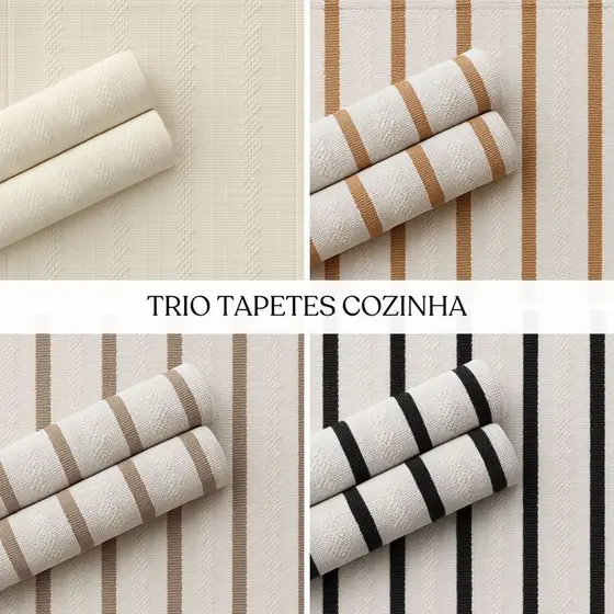 Kit 3 Tapetes de Cozinha Mandacaru 100% Algodão – Jogo com Passadeira Decorativa Chique Top