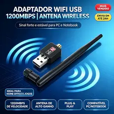 Adaptador Wi-Fi USB Antena Wireless Receptor de Internet Para PC Desktop e Notebook Windows 7/8/10/11 e Linux