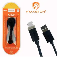 Cabo Tipo C 60W 1 Metro Carregamento Super Rapido H´maston Cor Preto