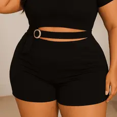 Short Plus Size Feminino Cintura Alta  – Moda Verão, Confortável e Elegante G ao G2 , Promoção