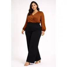 Calça pantalona PLUS SIZE feminina cintura alta com bolso todas as ocasiões
