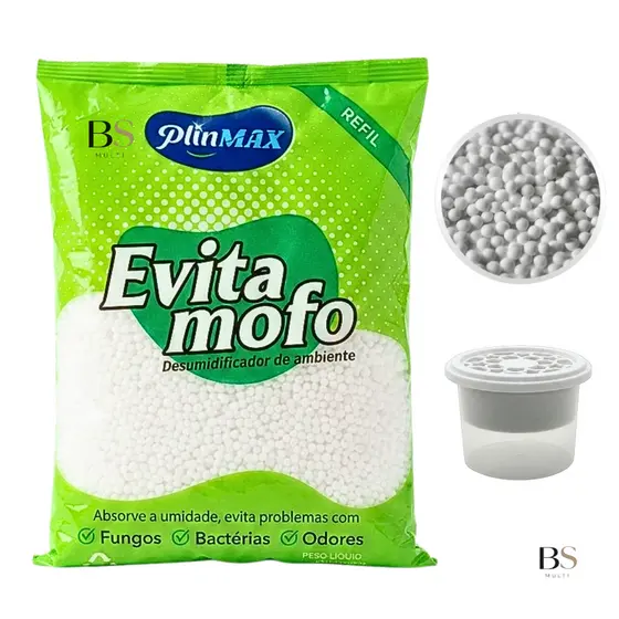 Cloreto De Cálcio Antimofo Premium Refil Bolinhas Absorve Umidade Evita Mofo Mau Cheiro Armário Guarda-Roupa Quarto