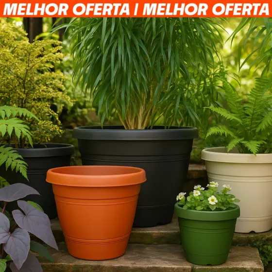 Vaso Plástico Redondo 42,5L Grande para Plantas e Flores Leve PLástico Resistente Ideal para Jardim e Varanda Decoração