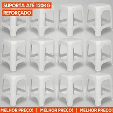 Kit 12 Cadeiras Banqueta Plástico Reforçado Suporta até 120KG Empilhavel Banquinho Casa Multiuso