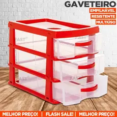 Gaveteiro Escrivaninha Organizador Com 3 Gavetas Grandes Plástico Reforçado Empilhável Multiúso Casa