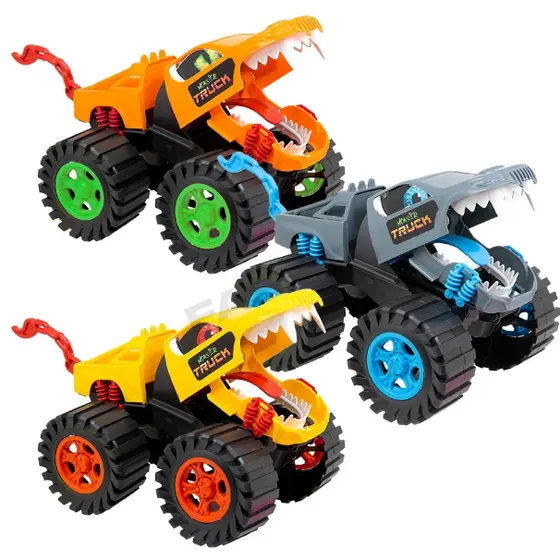 Carrinho de Brinquedo Monster Truck Tiger Wolf Caminhão Grande Com Boca Articulada e Calda Gancho