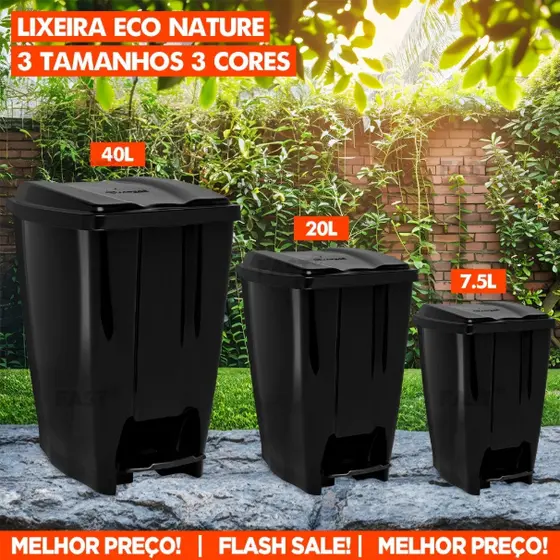 Lixeira Com Tampa Pedal  Lixo Multiuso Cozinha Banheiro Escritório Plástico Reforçado