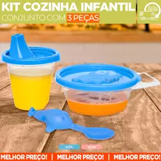Kit Utensilios Infantil Tigela 290ml Com Alça Copo 245ml Colher Aviãozinho Alimentação Bebê BPA FREE
