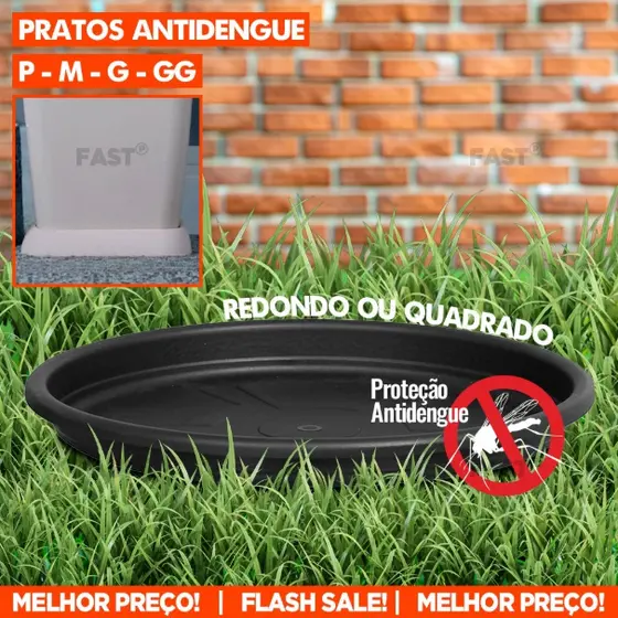 Kit 6 Prato Vaso Sistema Antidengue Tamanhos Pratos Proteção Plantas Flores Jardim Quintal Ambiente