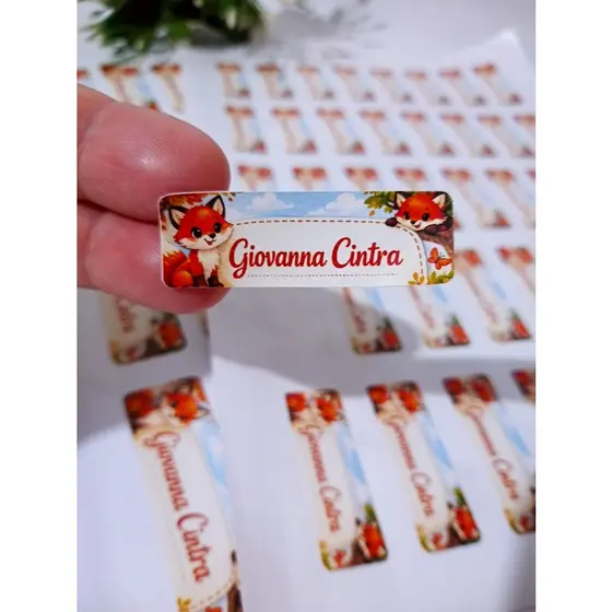 Etiqueta escolar tema raposa - Etiquetas personalizadas material escolar