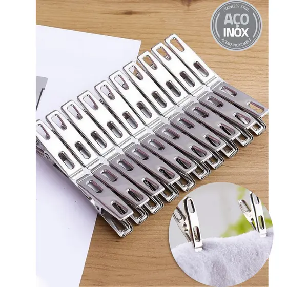 Kit Grampos Prendedores Roupa Aço Inox 12 a 48 Unidades Varal Resistente