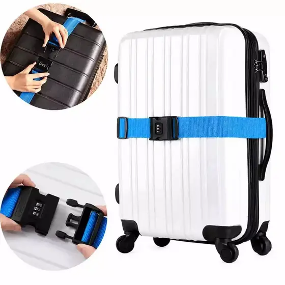 Cinta para Mala de Viagem com Senha 3 Dígitos Ajustável Trava Bagagem Cadeado