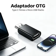 Adaptador Type-C para Micro USB Lightning Conversor Compacto Conectividade Universal Pequeno Leve Prático Segura