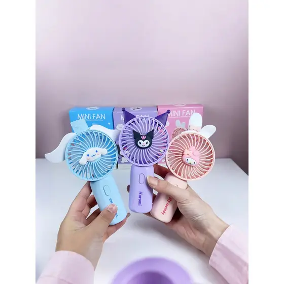 Fã pequeno dos desenhos animados handheld portátil mini carry-on pequeno ventilador recarregável