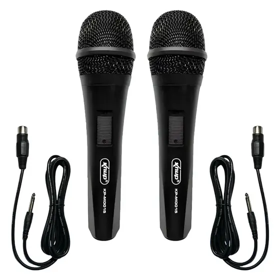 Kit com 2 Microfones Dinâmicos com Fio 3m Perfeito para Eventos Apresentações e Diversão em Família
