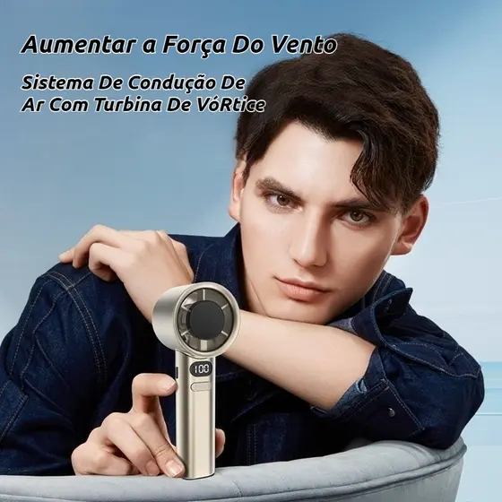 Mute Turbo Ventilador Portátil Vento Forte De 120 Velocidades LED Display Digital USB Recarregável para Diário e Viagens