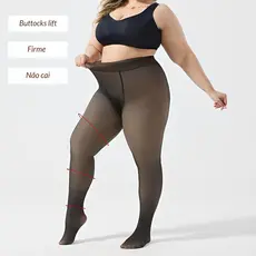 Meia Calça Feminina Plus Size Pelucia Forrada Translucida Lã Pelinho Térmica Grossa Super Elástica