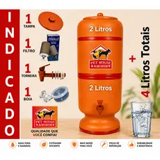 Filtro de Barro 4 Litros Completo Tradicional com Vela, Boia e Torneira - Jaboticabal Bebedouro D'água - Envio Imediato!