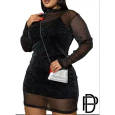 VESTIDO DE TULE LUREX + ALCINHA PLUS SIZE & SLIM PLUS FEMININO