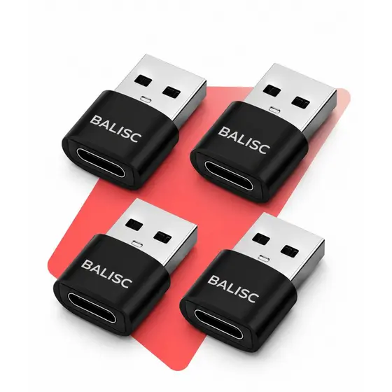 Kit 4 Adaptador USB C Para USB A 30W Carregamento Turbo BALISC