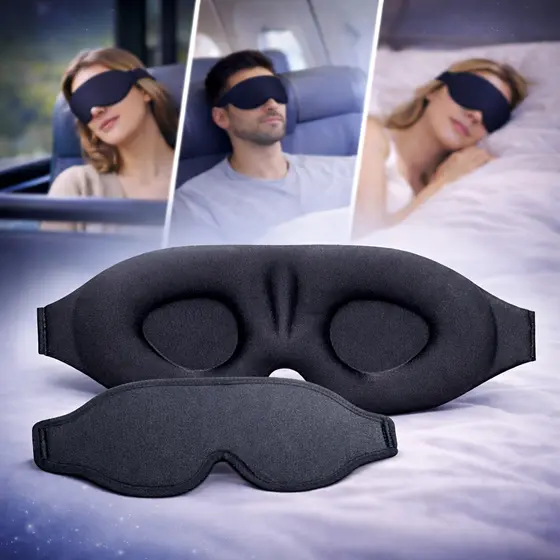 Máscara de Dormir 3D Tapa Olho Blackout Confortável com Ajuste Bloqueio de Luz para Viagem e Descanso