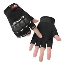 Luva Motoboy Motoqueiro Meio Dedo Para Ciclista Bike Moto com Proteção Antiderrapante Segurança Preto