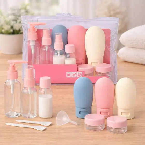 Kit Viagem 11 Itens Frascos Potes Spray Cremes Shampoo