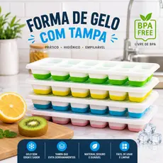 Forma de Gelo Silicone Com Tampa Rígida e Flexível Cubo de Gelo papinha introdução alimentar nenem bebe comida