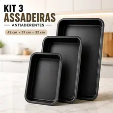 Forma Assadeira Antiaderente retangular funda para Forno 32 37 42 cm Ideal para Bolo Lasanha Carne Frango Cozinha