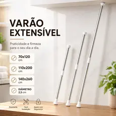 Varão Cortina Extensível Barra Ajustável Sem Furo Banheiro Bastão Aço Inox Suporte Telescópico Quarto Janela Porta