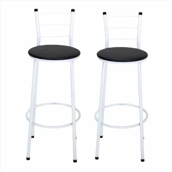 KIT 2 BANQUETAS ALTA 3 ARAMES ESTRUTURA BRANCA DE COZINHA AREA GOURMET