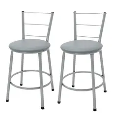 KIT 2 BANQUETAS BAIXA ESTRUTURA PRATA DE COZINHA AREA GOURMET 3 ARAMES