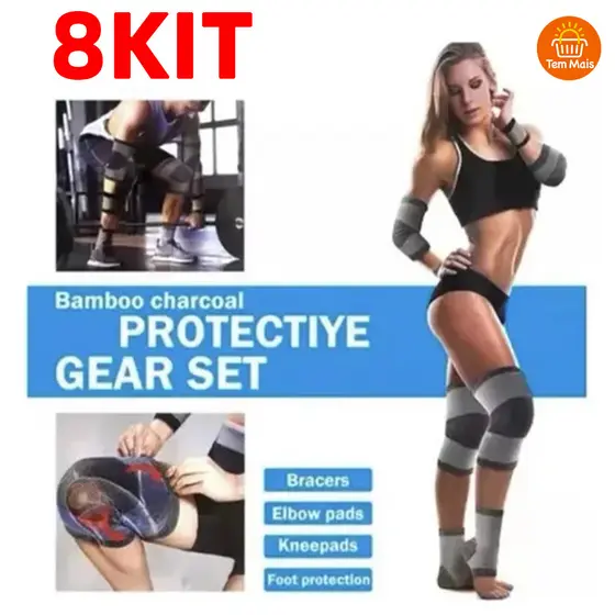 Kit de fitness 8 em 1, protetor de equipamentos esportivos, joelheiras, cotoveleiras, tornozelos, almofadas de pulso